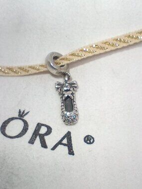 Authentic Pandora Ballet Slipper Bead 791506CZ Ballerina Charm Cubic Zirconia